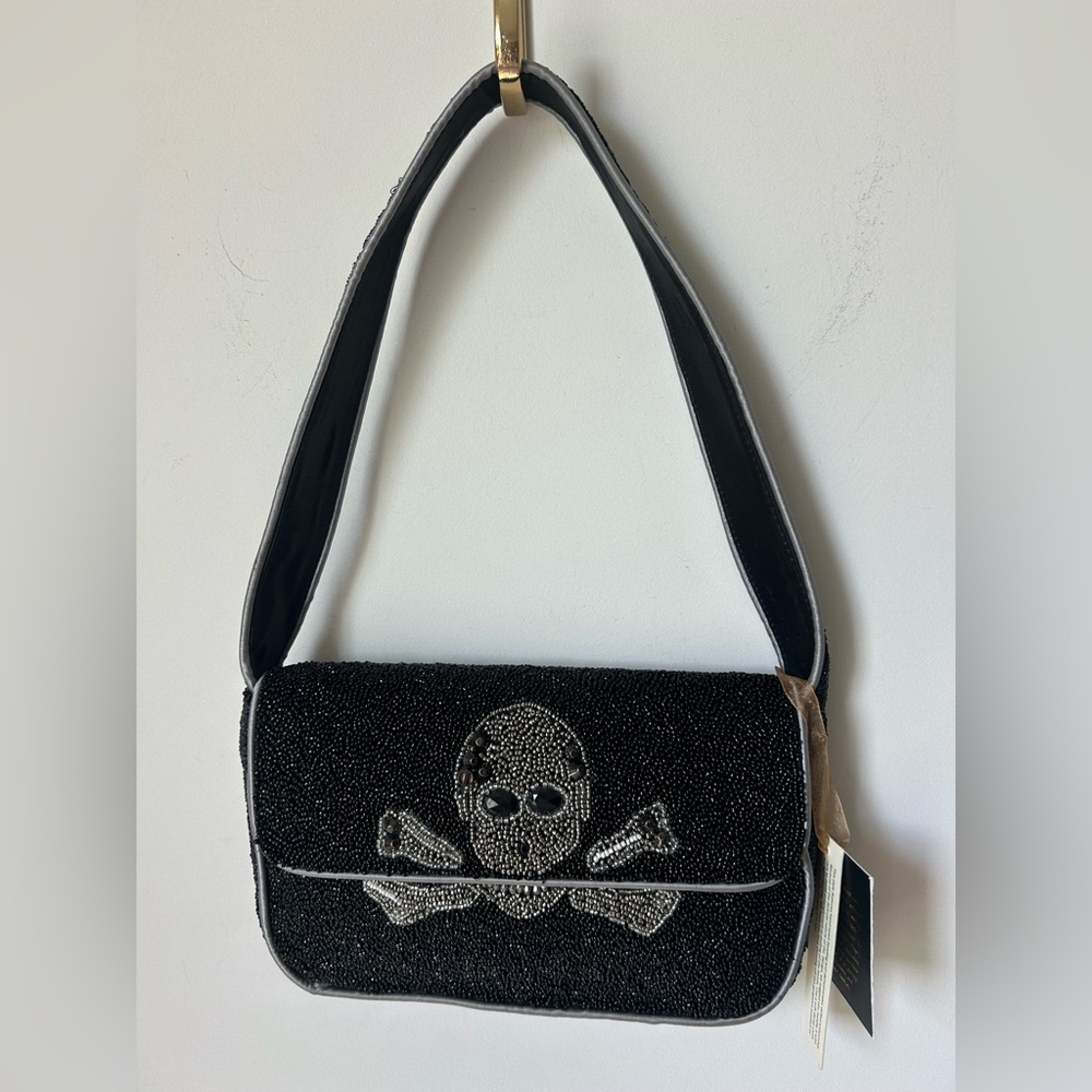 Beaded Black skull Shoulder Bag